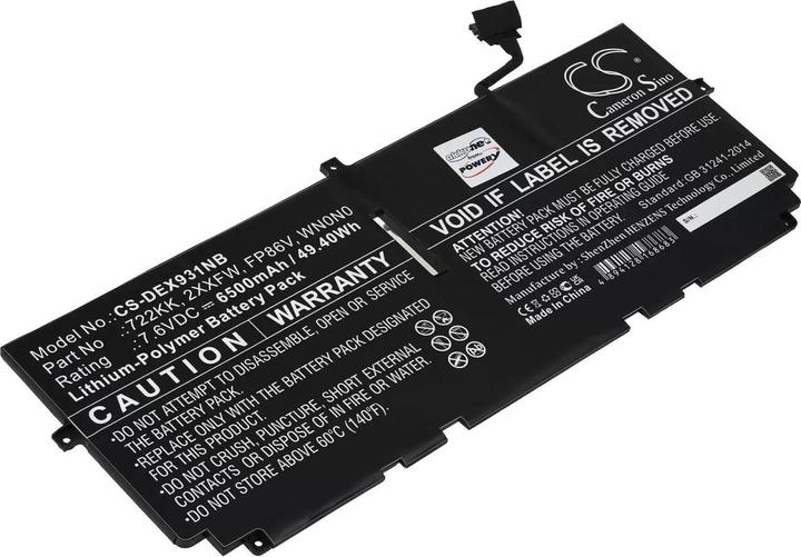 Actual product image AccuCell Battery Dell XPS 13 9300 2020, XPS 13 9310, XPS 13 9380, type 722KK (6500 mAh)