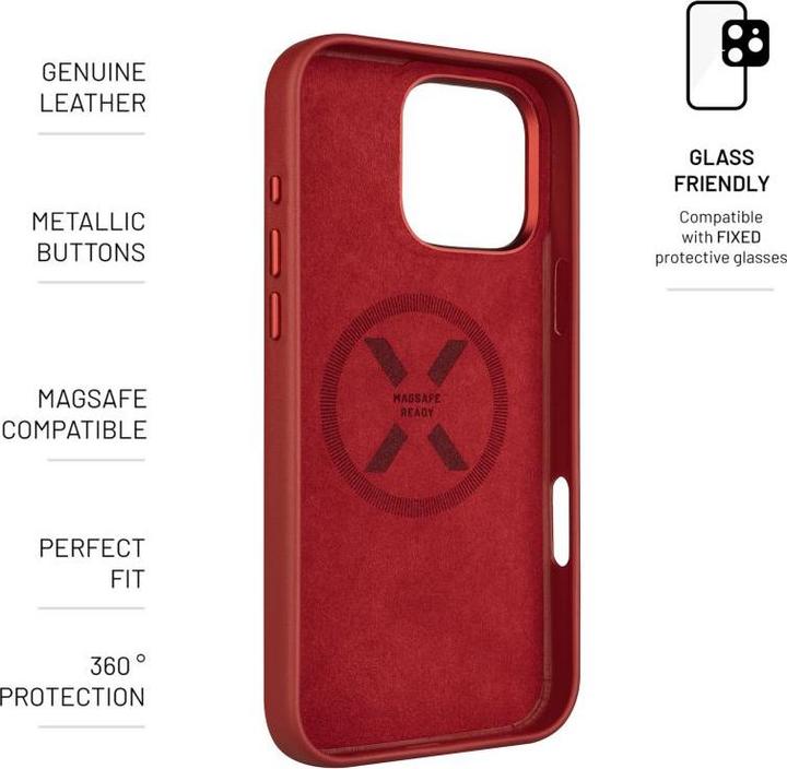 Immagine prodotto Fixed MagLeather fisso | Retro | Apple | iPhone 16 Pro Max | Pelle | Rosso (Apple iPhone 16 Pro Max)