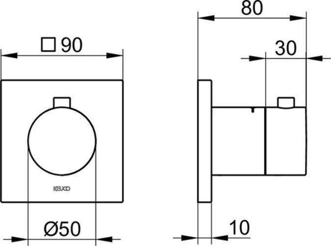 Actual product image Keuco Thermostat fitting IXMO UP Rosette angular vc
