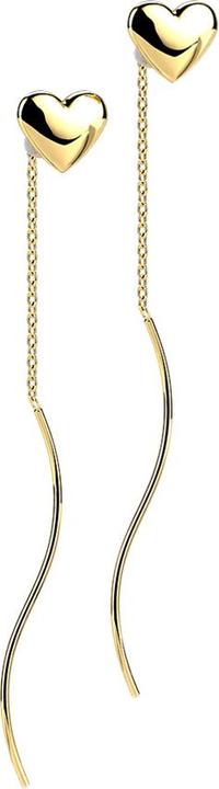 Star Piercing Ohrstecker vergoldet Herz freifallende Kette mit Welle (ohne Messing, Chirurgenstahl 316L)