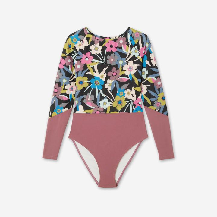 Image du produit Olaian Maillot de bain surf 1 pièce manches longues fleuri Femme - Mary azalea violet (XL)