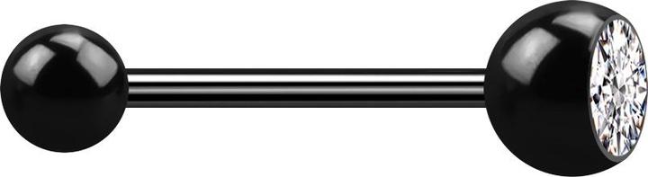 Star Piercing Micro Barbell schwarz mit Kugel und Kugel Kristall silber (ohne Messing, Chirurgenstahl 316L)