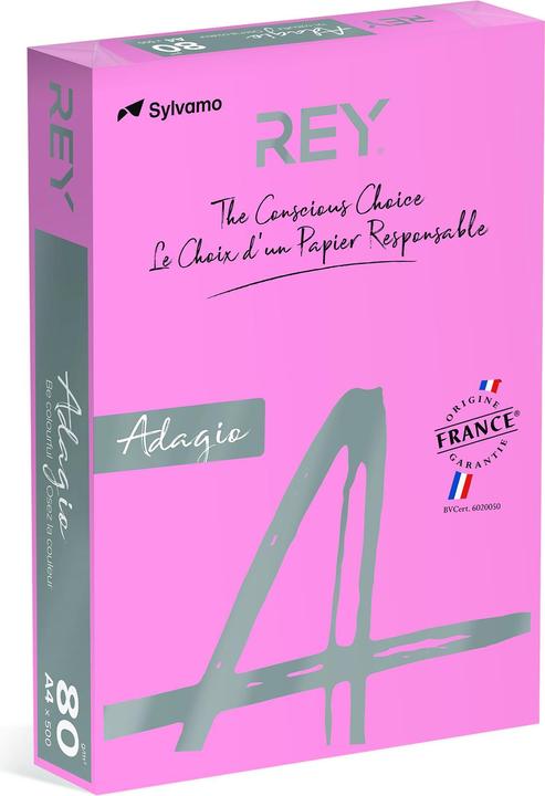 Produktbild Rey Adagio KOPIERPAPIER ADAGIO A4 80gr CANDY PINK PASTELL. 05 (80 g/m², 500 x, A4)