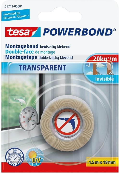 Produktbild tesa Powerbond TRANSPARENT doppelseitiges Montageband (19 mm)