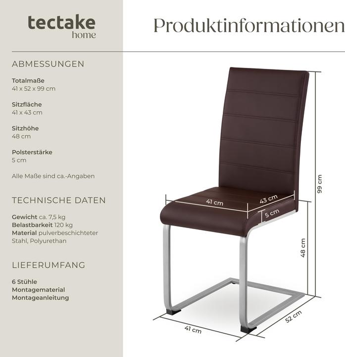 Produktbild tectake 6x Schwingstuhl