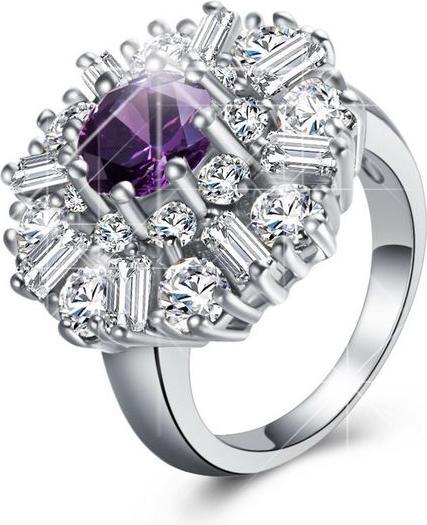 Hermex versilberter Ring mit Weissem Topas, Morganit - Gr. 55 / Size 8 (55, 925 Silber)
