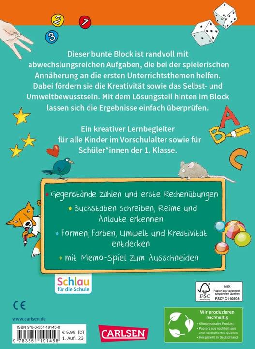 Immagine prodotto Schlau für die Schule: Mein bunter Vorschul-Block (Tedesco, Sabine Rothmund, Christine Mildner, 2023)