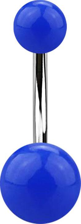 Star Piercing Banane silber mit zwei Kugeln dunkelblau (Acryl, ohne Messing, Chirurgenstahl 316L)