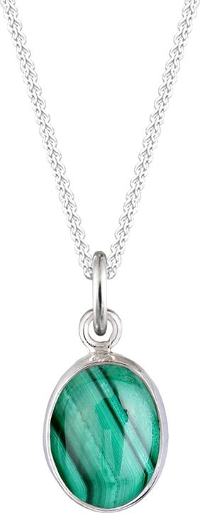 Elli Halskette Basic Malachit Edelstein 925 Silber vergoldet (Malachit, 925er Sterling Silber, 45 cm)