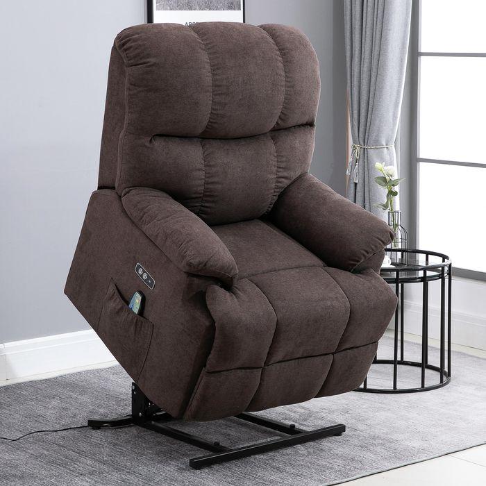 Image du produit Swisshandel24 Massagesessel mit Aufstehhilfe, Wärme, USB-Fernbedienung, Braun 83x95x105cm