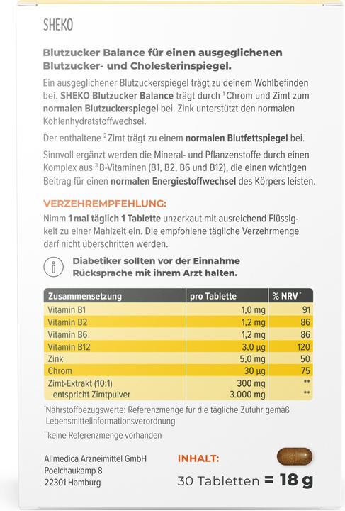 Nutritional values and ingredients Sheko Sugar metabolism (1 Piece, Powder, 57 g)