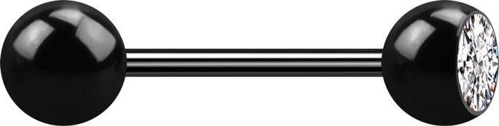 Star Piercing Micro Barbell schwarz mit Kugel und Kugeln Kristall silber (Chirurgenstahl 316L, ohne Messing)