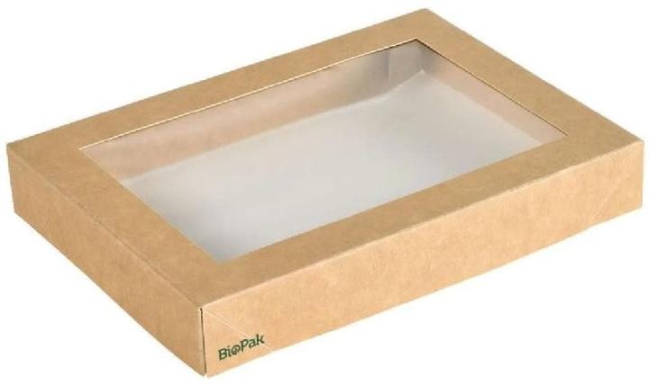 Actual product image Duni Viking Brick Lid with PLA Window Brown Cardboard/PLA 200x140x30 (300 pcs.)