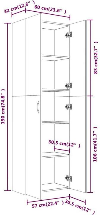 Actual product image VidaXL Cadeo (60 x 32 x 190 cm)