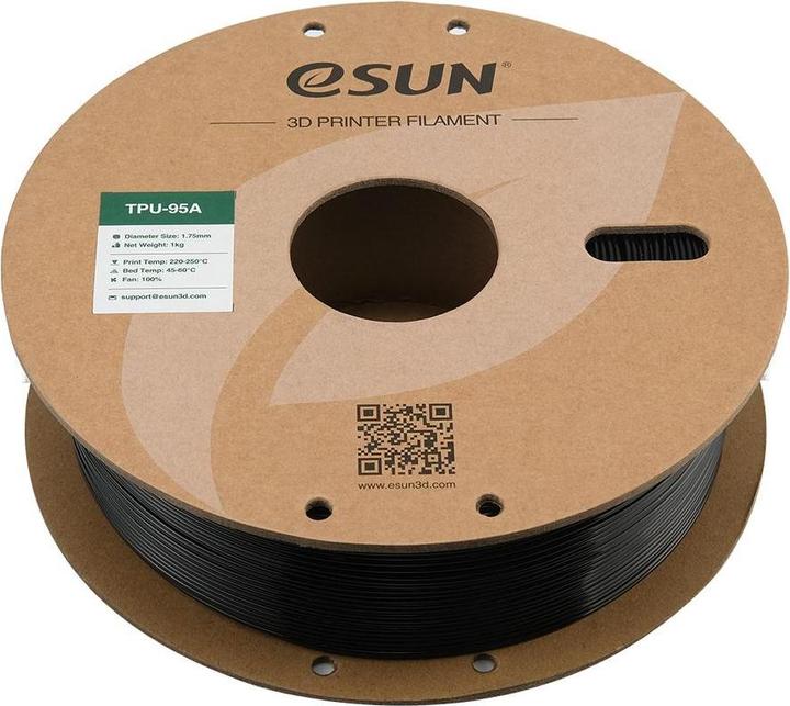 Image du produit eSUN eTPU-95A 1,75mm Black 1kg Filament 3D (TPU, 1.75 mm, 1000 g, Noir)