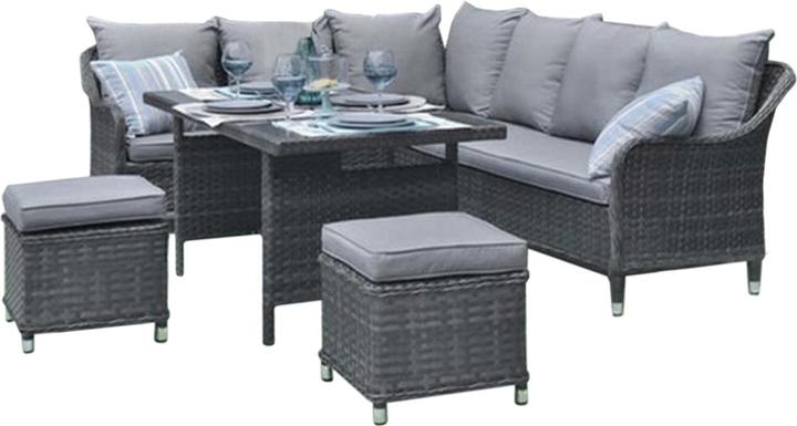 HTI-Living Outdoor Möbel Ecksofa mit Tisch und Hocker