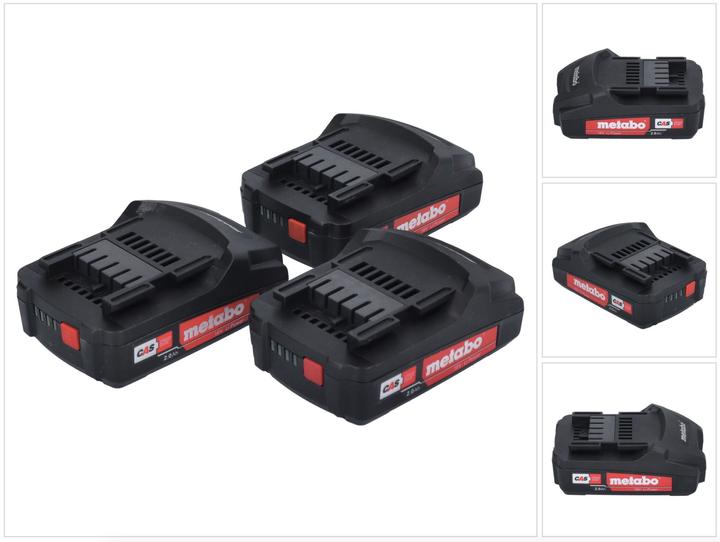 Metabo Akku Set 3x Li-Power Akkupack 18 V 2,0 Ah CAS Li-Ion Akku ( 3x 625596000 ) mit Ladestandsanz (18 V)
