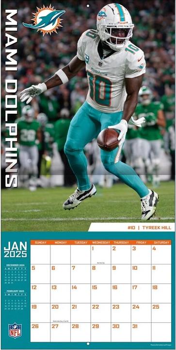Image du produit NFL - Miami Dolphins - Calendrier mural de l'équipe 30,5 x 30,5 cm 2025 (30,5 x 30,5 cm, Français, Italien, Espagnol, Allemand, Anglais)