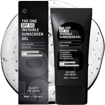 Actual product image Allies Of Skin The One SPF 50 Invisible Sunscreen Gel with Vitamin C Green (Sun cream face, SPF 50, 50 ml)