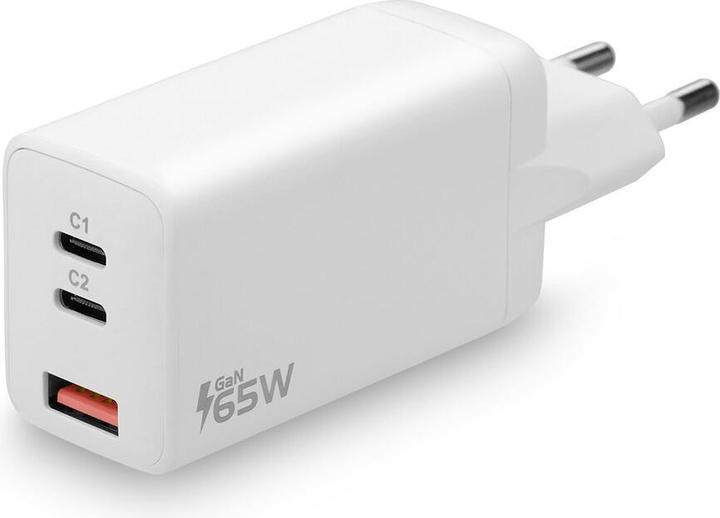 Actual product image Everactive GaN SC-650Q Mains charger with QC4+ USB socket and 2x USB-C PD PPS 65W (65 W)