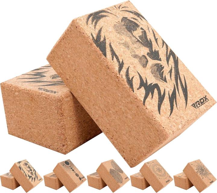Rdx Yoga Korkblock-Set für Pilates und Fitness (2 Stück)