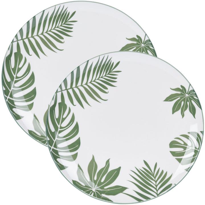 Immagine prodotto Casativo Piatto bianco con decorazione di foglie verdi (2 x, 26.50 cm)