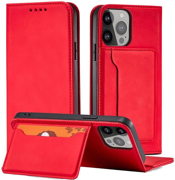 Actual product image Hurtel Magnet Card Case for iPhone 13 Pro Pouch Card Wallet Card Holder Red (Apple iPhone 13 Pro)
