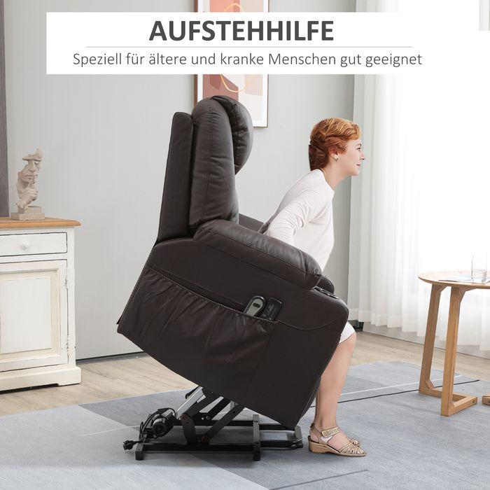 Actual product image Swisshandel24 TV armchair with stand-up aid, with 8 massage points, remote control, 88x99x106cm, brown