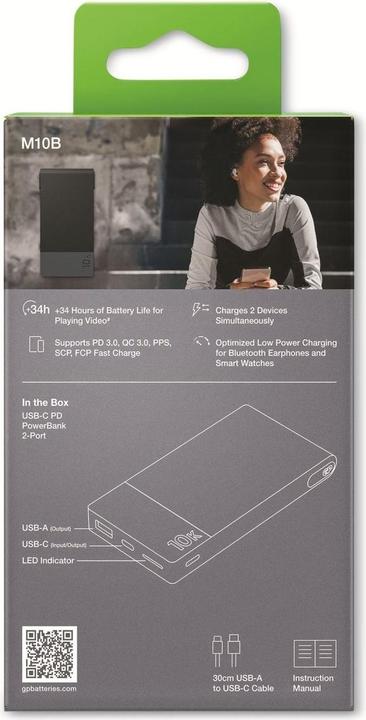 Actual product image GP Batteries PowerBank MP10B 10000mAh USB-C USB-A (10000 mAh, 22.50 W, 37 Wh)