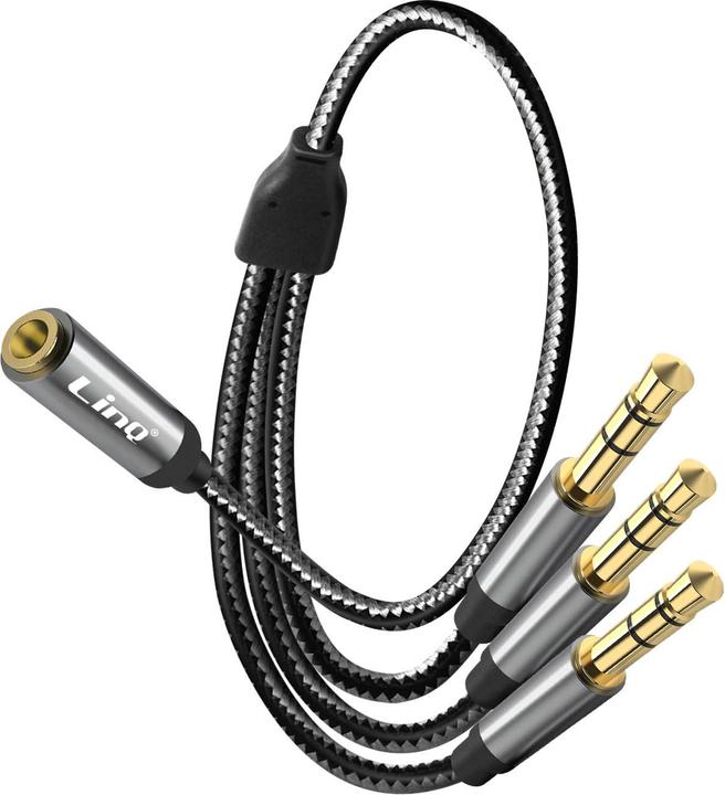 Produktbild LinQ 3.5mm Klinkenanschluss weiblich auf 3x 3.5mm Klinkenstecker männlich (3.5mm Klinke, 3.5mm Klinke)