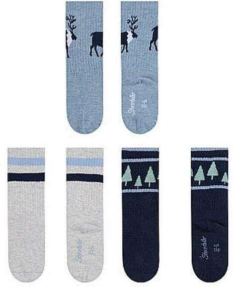 Immagine prodotto Sterntaler Socken 3er Set Hirsch Blau Gr. 17-18 (17 - 18)