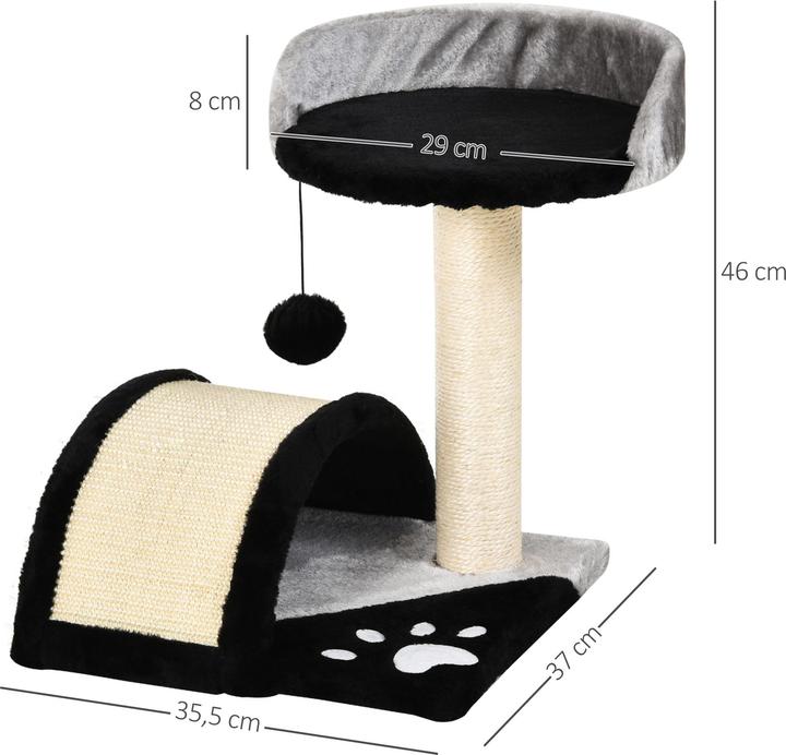 Produktbild PawHut Katzenbaum mit Plüsch (44 cm, Schwarz)