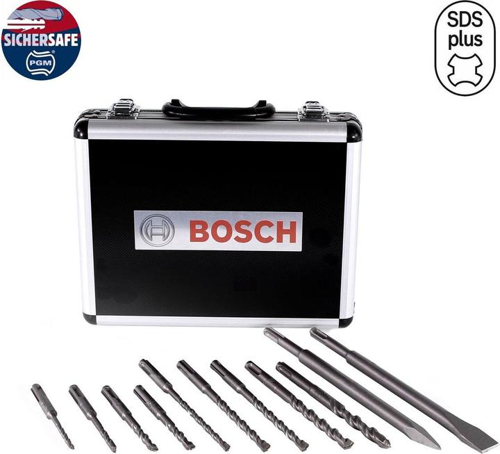 Produktbild Bosch Professional Zubehör 11-tlg. Meissel- und Hammerbohrer-Set SDS plus-3, 5–12 mm (5, 6, 8, 10, 12 mm)