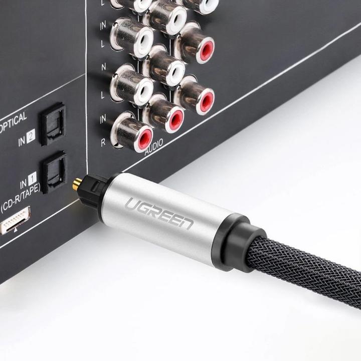 Actual product image Ugreen AV108 Toslink Audio optical cable, braided aluminium, 1.5m (grey) (1.50 m, TOSLINK)
