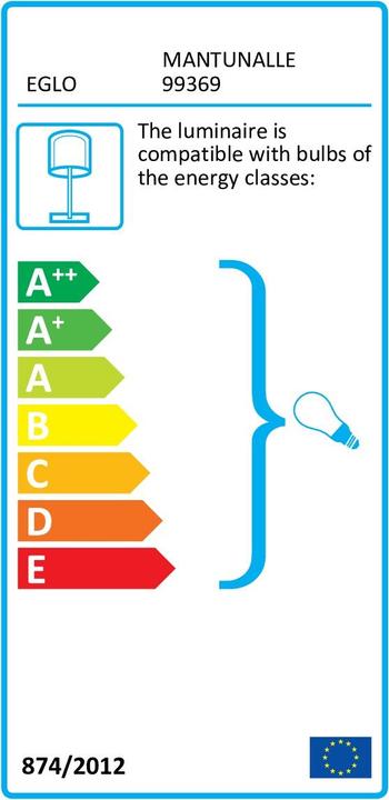 Energie-Label EGLO Tischleuchte MANTUNALLE 1x E27, Schwarz/Weiss (E27)