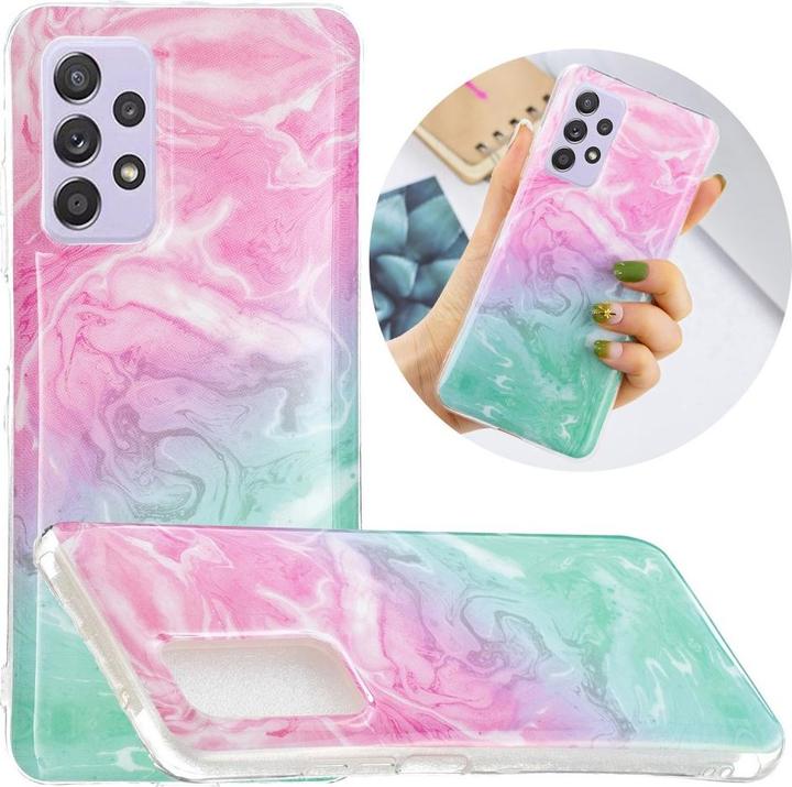 Actual product image Cover-Discount Galaxy A52 - Soft Silicone Rubber Case pink Marble (Samsung Galaxy A52s 5G, Samsung Galaxy A52 5G, Samsung Galaxy A52)
