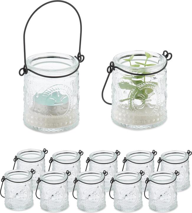 Produktbild Relaxdays 12x Windlicht (1 x, 6 x 6 x 7 cm)