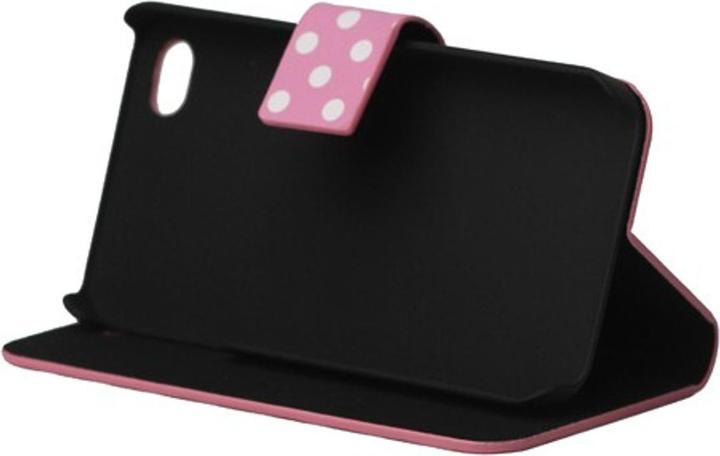 Produktbild König Design Schutzhülle Tasche (Flip Quer) für Handy Apple iPhone 4 & 4s Rosa / Weiss (LG G4s, Apple iPhone 4)