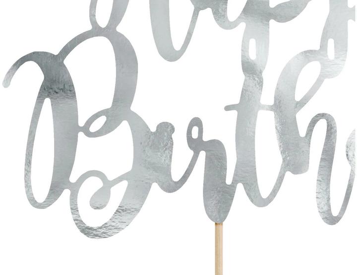 Produktbild Partydeco Silberne Dekoration für "Happy Birthday"-Torte