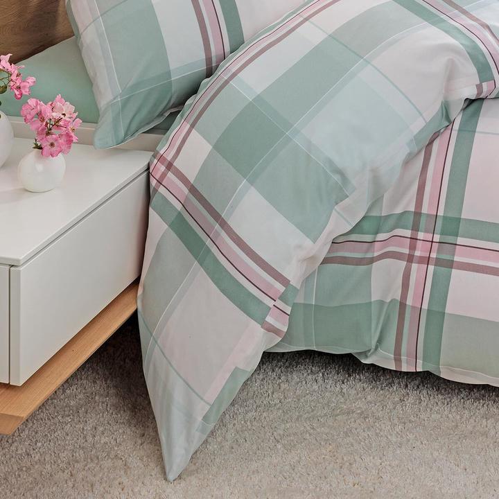 Produktbild Janine Mako-Satin Bettwäsche moments 98119 grün rosa (Bettwäsche Set, 135x200 cm + 80x80 cm)