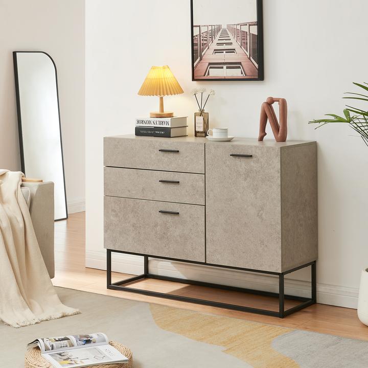 Immagine prodotto En.Casa Sideboard Lavangen 75x100x35 cm Betonoptik, hell