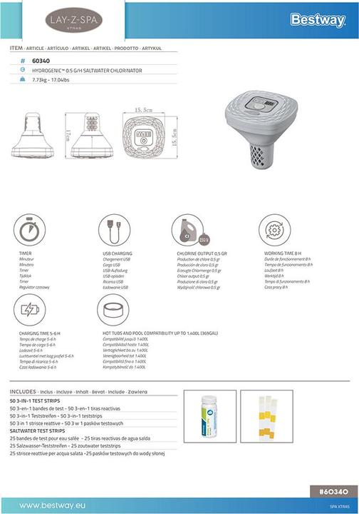 Produktbild Bestway Lay-Z-Spa 0.5 g/h Saltwater Chlorinator