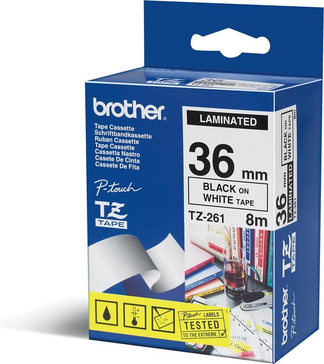 Actual product image Brother Tze-261 (3.60 cm, Black, White)