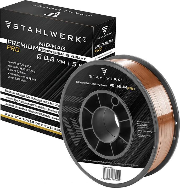Actual product image Stahlwerk Welding wire MIG/MAG steel Ø 0.8 mm ER70S-6 SG2 Wire reel 5 kg