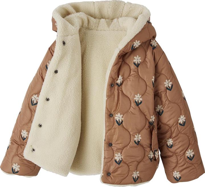 Image du produit Vertbaudet Veste à capuche matelassée réversible pour filles avec polaire teddy, rembourrage en polyester (140)