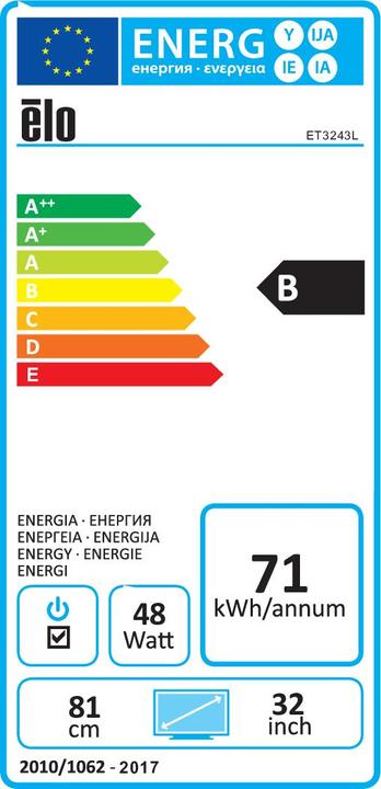Energy Label ēlo 3243L LCD TOUCHMONITOR (1920 x 1080 pixels, 31.50")