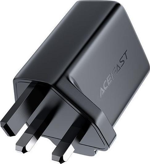 Actual product image Acefast wall charger (UK plug) USB Type C / USB 32W, PPS, PD, QC 3.0, AFC, FCP black (A8 black) (32 W)
