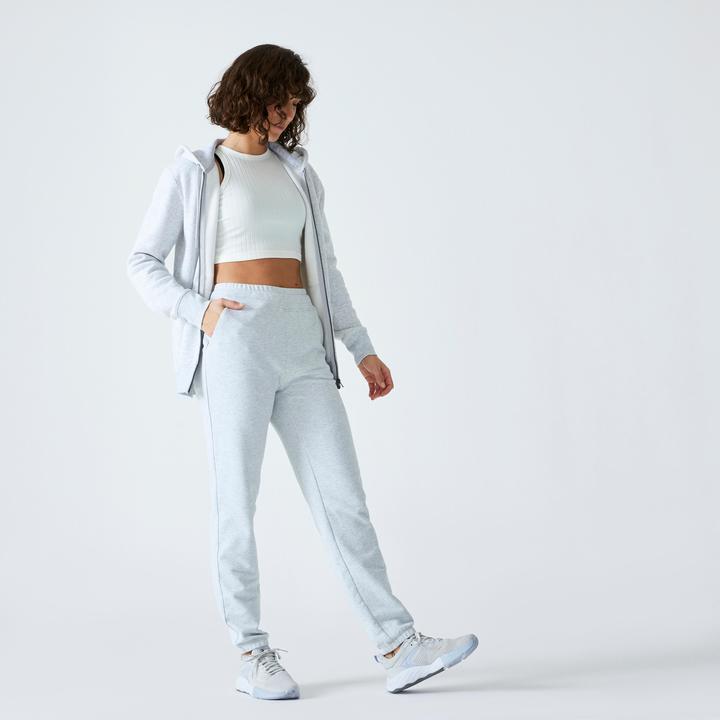 Domyos Jogginghose Damen Slim - 500 hellgrau