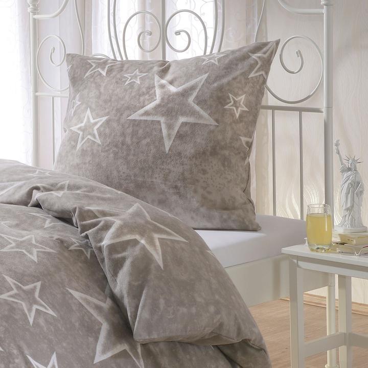 Produktbild BettwarenShop Sterne taupe (Bettwäsche Set, 80 x 80 cm, 155 x 220 cm)