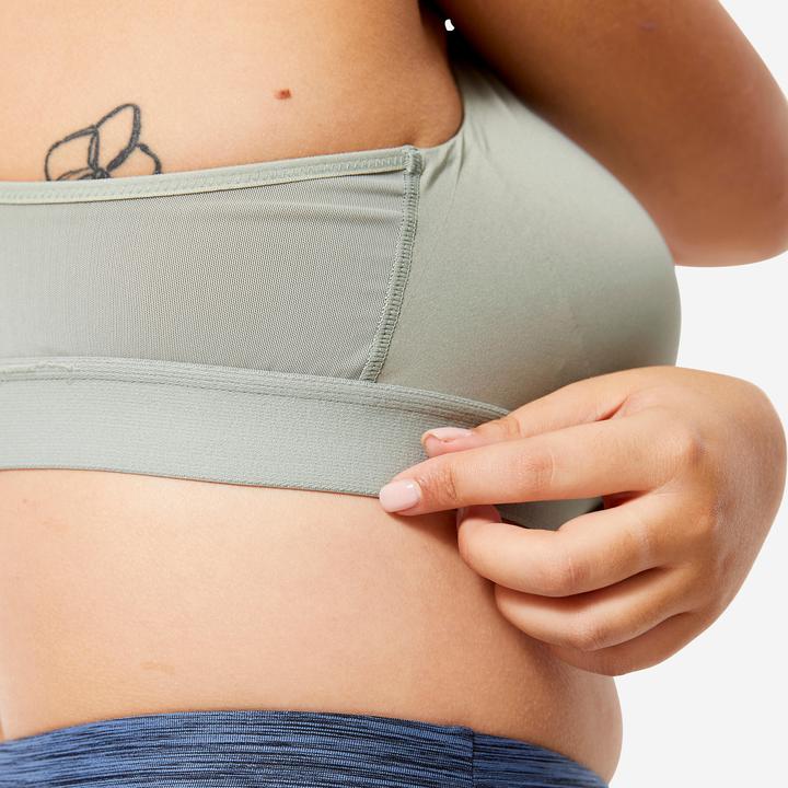 Immagine prodotto Decathlon Bustier con imbottiture regolabili strong hold - verde salvia (L)